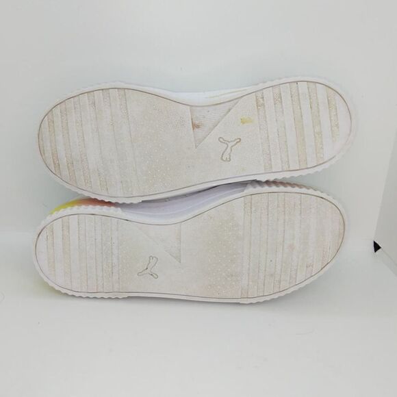 Puma Carma Summer Fade Girls Pre-owned White w/Yellow Fade Sneakers - sz. 5 1/2C - Picture 5 of 6